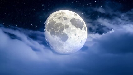 Wall Mural - Full moon surrounded by clouds and stars