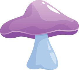 Wall Mural - Large purple mushroom with a light blue stem is growing in an enchanted forest