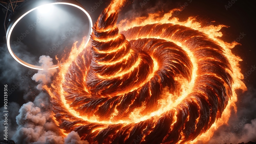 Spiral Flame, Fire Swirl, Fiery Vortex, Inferno Spiral, Burning Tornado ...