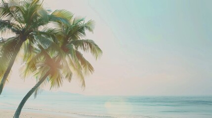 beach, sand, and palm palms during a trip. Generative AI