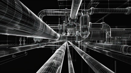Poster - Wireframe Representation of Complex Piping System