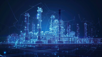 Poster - A Wireframe Representation of a Modern Industrial Complex