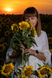 © Олег Мальшаков - Beautiful young girl in a white dress in sunflowers