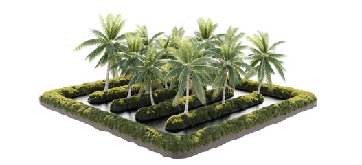 Sticker - isometric of coconut garden with canal