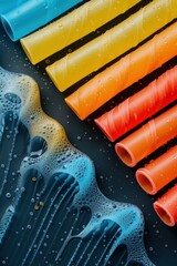 Wall Mural - Colorful Tubes with Water Droplets and Bubbles. Graphic Resources