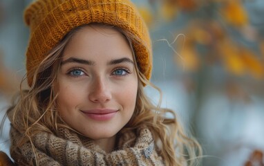 A young girl radiates happiness while enjoying the beautiful autumn scenery in a park filled with vibrant foliage