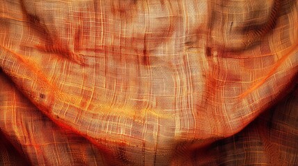 Wall Mural - Textured orange linen fabric with subtle color variations and shadows