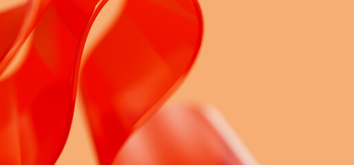 Poster - macro of red glass curved stripe with extreme depth of field. place for text. modern abstract red ba