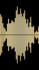 Poster - golden audio wavefrom. abstract music waves oscillation with dof. synthetic music technology sample.