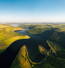Poster - Gorgeous view winding Dniester river from a bird's eye view. Ukraine, Europe.
