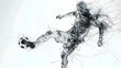 © Everything by Rachan - Dynamic Soccer Player Kicking Ball in Minimalist Line Drawing Style