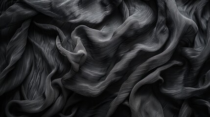 Poster - Textured black cloth draped elegantly in soft natural light