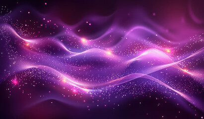 Wall Mural - digital purple particles wave and light abstract background with shining dots stars.