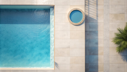 Wall Mural - minimalist top view of modern luxury swimming pool 
