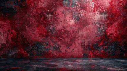 Poster - Gritty dark crimson concrete floor with textured background