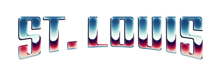 Fototapete - St. Louis city name written in retro 1980s style chrome text effect isolated on transparent background