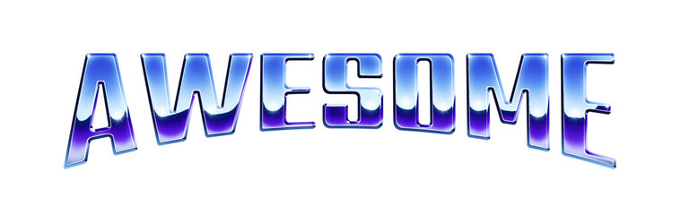 Wall Mural - Word ‘Awesome’ written in retro 1980s style chrome text effect isolated on transparent background