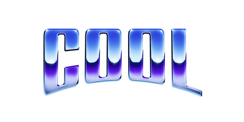 Fototapete - Word ‘Cool’ written in retro 1980s style chrome text effect isolated on transparent background