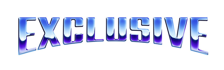 Fototapete - Word ‘Exclusive’ written in retro 1980s style chrome text effect isolated on transparent background