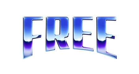 Fototapete - Word ‘Free’ written in retro 1980s style chrome text effect isolated on transparent background