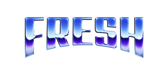 Fototapete - Word ‘Fresh’ written in retro 1980s style chrome text effect isolated on transparent background