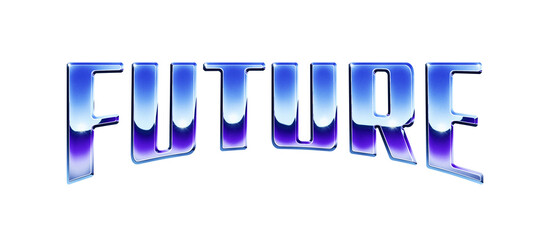 Fototapete - Word ‘Future’ written in retro 1980s style chrome text effect isolated on transparent background