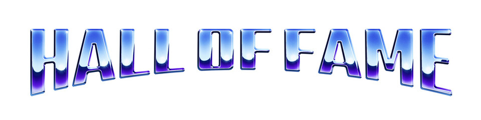 Fototapete - ‘Hall of Fame’ written in retro 1980s style chrome text effect isolated on transparent background