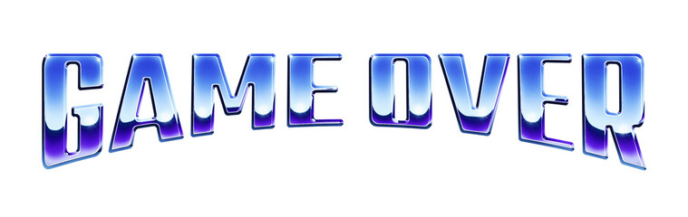 Fototapete - ‘Game Over’ written in retro 1980s style chrome text effect isolated on transparent background