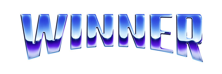 Fototapete - Word ‘Winner’ written in retro 1980s style chrome text effect isolated on transparent background
