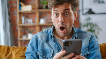 Sticker - Man Shocked While Looking at Smartphone