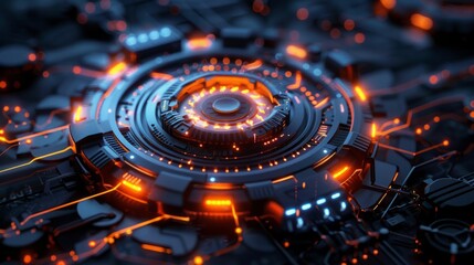Aufkleber - Futuristic configuration icon design featuring neon elements