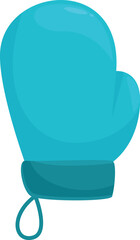 Poster - Cartoon drawing of a blue winter mitten hanging on a string with a knot, isolated on white