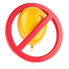 Poster - Party balloon with forbidden symbol, 3D rendering isolated on transparent background