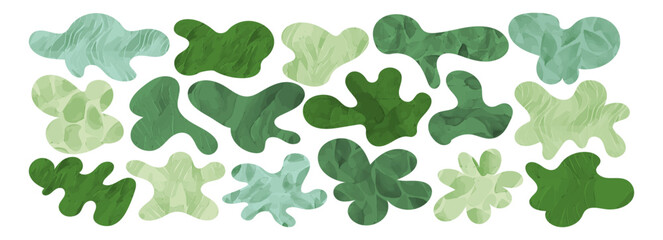Wall Mural - green aesthetic watercolor background with eco vector shape. gradient splotch, liquid bubble, amoeba