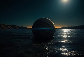 Wall Mural - a planet tidally locked to its star, with one side perpetually bathed in light and the other in eter