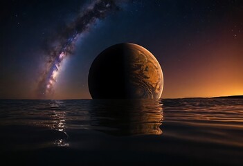 Wall Mural - a planet tidally locked to its star, with one side perpetually bathed in light and the other in eter