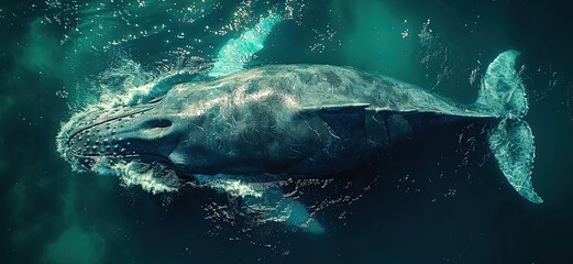 Sticker - Humpback Whale Surfacing in Turquoise Ocean