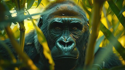 Sticker - A Gorilla's Gaze Through the Jungle