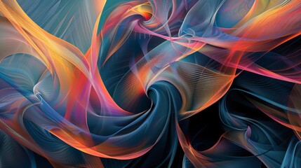Wall Mural - colorful abstract swirls and curves creating dynamic movement in digital artwork