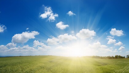 Wall Mural - panorama of blue sky with bright sun