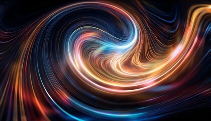 abstract swirling lights in a dark background