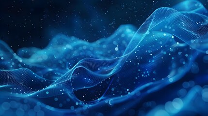 Wall Mural - Moving digital 3D wave on dark background