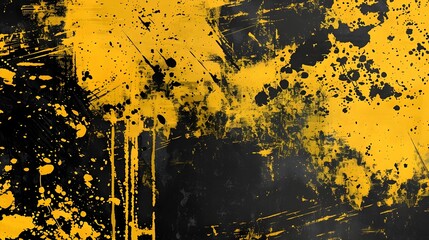 Wall Mural - Black and Yellow abstract background with grunge effect