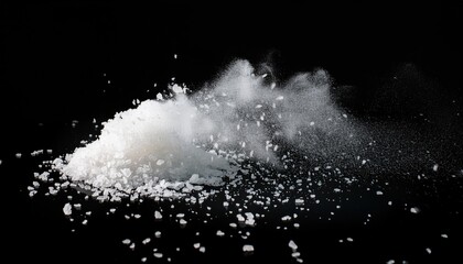 Wall Mural - fine crystal salt explosion on black background