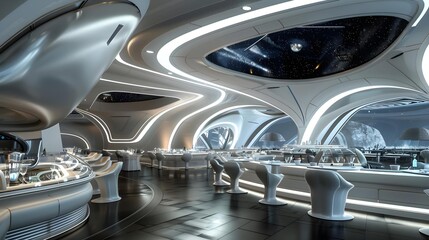 Wall Mural - Interior of futuristic restaurant