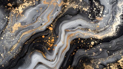 Wall Mural - Marble ink paper texture in black, grey, and gold colors