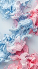 Poster - Pastel Pink And Blue Paint Swirls On Minimal Gray Background Capturing Natural Luxury Aesthetic
