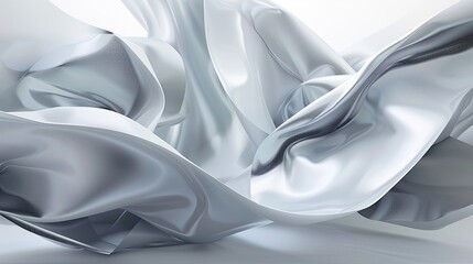 Poster - Futuristic Gray Fabric Flowing Elegantly in a Bright Modern Space