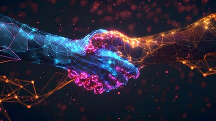 digital futuristic style handshake