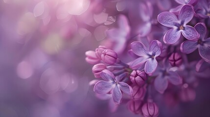 Purple lilac flowers blossom